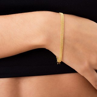 Oxzen βραχιόλι ασημένιο σε χρυσό αλυσίδα πλεκτή