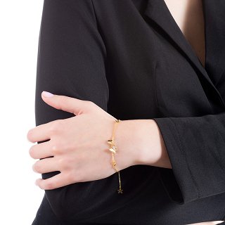 Oxzen βραχιόλι ασημένιο με πεταλούδες από φίλντισι