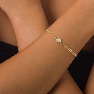 Oxzen βραχιόλι ασημένιο με πέτρες ζιργκόν