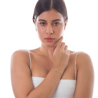 Oxzen βραχιόλι ασημένιο με καρδιά και λευκά ζιργκόν