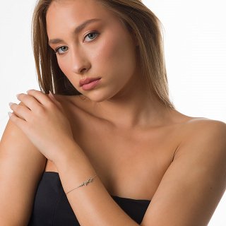 Oxzen βραχιόλι ασημένιο καρδιογράφημα με χρωματιστές πέτρες ζιργκόν