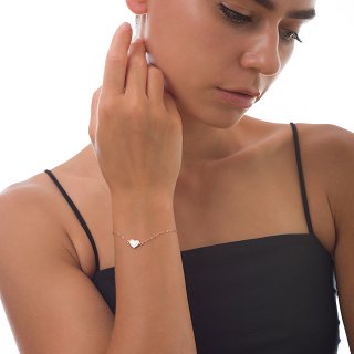 Oxzen γυναικείο βραχιόλι ασημένιο με καρδούλα