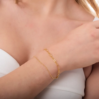 Oxzen βραχιόλι ασημένιο με διπλή αλυσίδα