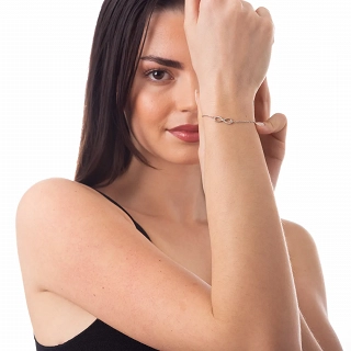 Oxzen βραχιόλι ασημένιο με άπειρο και λευκά ζιργκόν