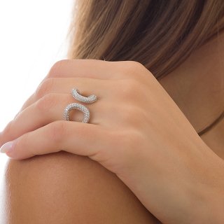 Oxzen δαχτυλίδι ασημένιο με λευκά ζιργκόν