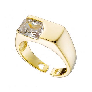 Oxzen δαχτυλίδι ασημένιο chevalier με λευκό ζιργκόν