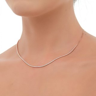 Oxzen κολιέ ασημένιο ριβιέρα με πέτρες ζιργκόν