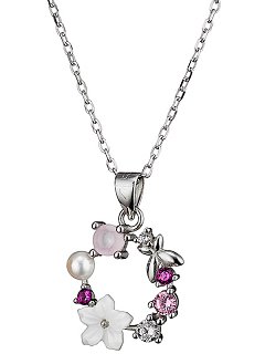 Oxzen κολιέ ασημένιο στεφάνι με μαργαρίτα και πέρλα