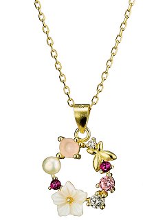 Oxzen κολιέ ασημένιο στεφάνι με μαργαρίτα και πέρλα