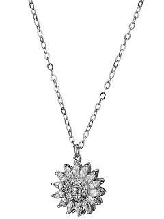 Oxzen κολιέ ασημένιο ροζέτα με μπαγιέτες ζιργκόν