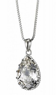 Oxzen κολιέ ασημένιο με πέτρα ζιργκόν δάκρυ