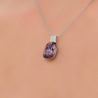 Oxzen κολιέ ασημένιο με πέτρα ζιργκόν