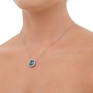 Oxzen κολιέ ασημένιο με τετράγωνη πέτρα ζιργκόν