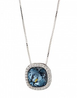 Oxzen κολιέ ασημένιο με τετράγωνη πέτρα ζιργκόν