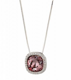 Oxzen κολιέ ασημένιο με τετράγωνη πέτρα ζιργκόν