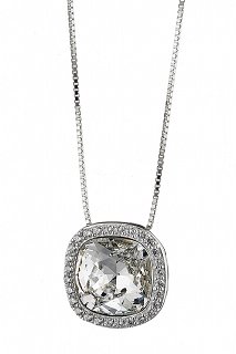 Oxzen κολιέ ασημένιο με τετράγωνη πέτρα ζιργκόν