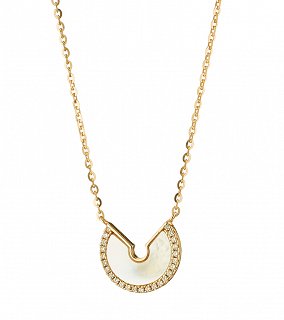 Oxzen κολιέ ασημένιο με φίλντισι και πέτρες ζιργκόν