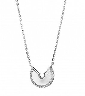 Oxzen κολιέ ασημένιο με φίλντισι και πέτρες ζιργκόν