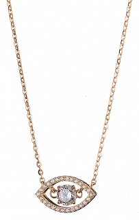 Oxzen κολιέ ασημένιο ματάκι με πέτρα ζιργκόν