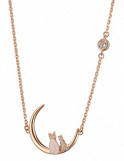 Oxzen κολιέ ασημένιο γατάκια με πέτρες ζιργκόν