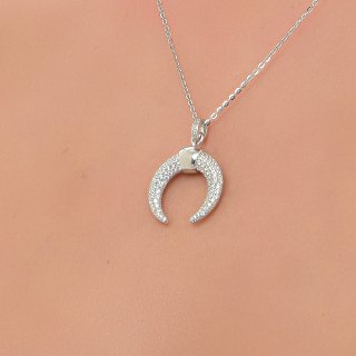 Oxzen κολιέ ασημένιο με ζιργκόν