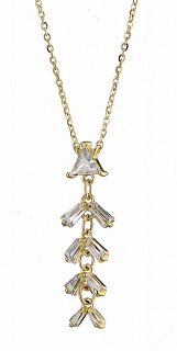 Oxzen κολιέ ασημένιο σε χρυσό με μπαγιέτες ζιργκόν