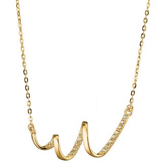 Oxzen κολιέ ασημένιο επιχρυσωμένο σπείρα