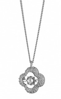 Oxzen κολιέ ασημένιο με λευκά ζιργκόν