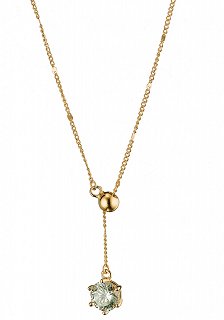 Oxzen κολιέ ασημένιο γραβάτα με λευκό ζιργκόν