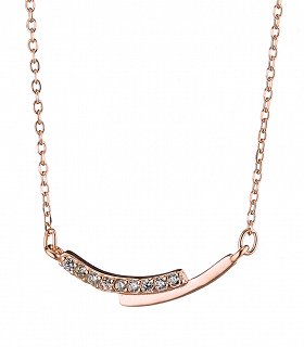 Oxzen κολιέ ασημένιο ροζ χρυσό με λευκά ζιργκόν