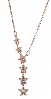 Oxzen κολιέ ασημένιο έξι αστεράκια με λευκά ζιργκόν