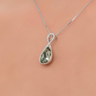 Oxzen κολιέ ασημένιο με πέτρα ζιργκόν