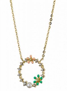 Oxzen κολιέ ασημένιο στεφανάκι με πέτρες