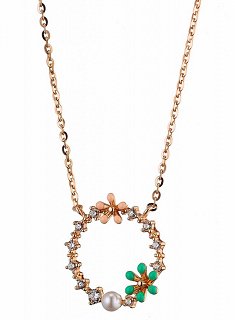 Oxzen κολιέ ασημένιο στεφανάκι με πέτρες