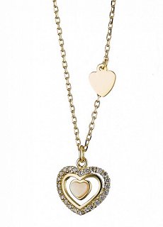 Oxzen κολιέ ασημένιο επιπλατινωμένο καρδιά λεπτή με λευκά ζιργκόν