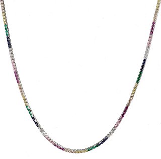 Oxzen κολιέ ασημένιο ριβιέρα λαιμού με πολύχρωμα ζιργκόν