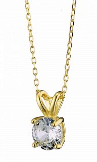 Oxzen κολιέ ασημένιο επιχρυσωμένο με ένα λευκό ζιργκόν