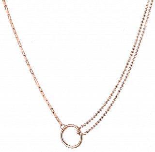 Oxzen κολιέ ασημένιο σε ροζ χρυσό Choker με διπλή αλυσίδα