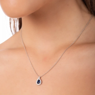 Oxzen γυναικείο κολιέ ασημένιο, φλόγα με πέτρες ζιργκόν