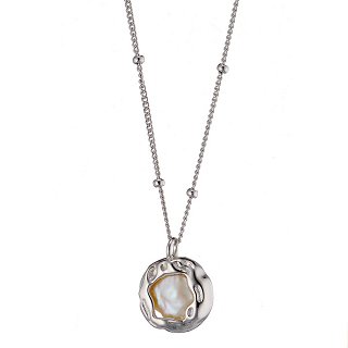 Oxzen γυναικείο κολιέ ασημένιο χειροποίητο με πέρλα