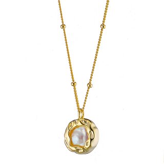 Oxzen γυναικείο κολιέ ασημένιο χειροποίητο με πέρλα