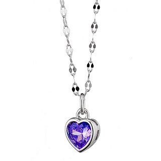 Oxzen κολιέ ασημένιο καρδούλα μικρή με ζιργκόν