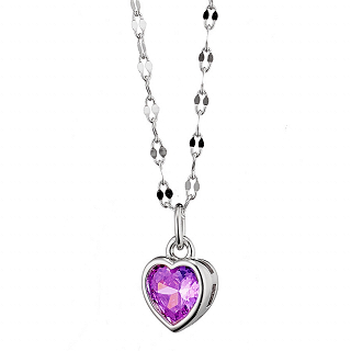 Oxzen κολιέ ασημένιο καρδούλα μικρή με ζιργκόν