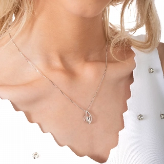 Oxzen γυναικείο κολιέ ασημένιο με ζιργκόν