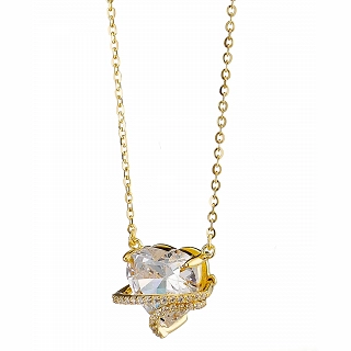 Oxzen γυναικείο κολιέ από ασήμι 925, επιπλατινωμένο με λευκή καρδιά ζιργκόν