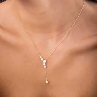 Oxzen ασημένιο κολιέ με λευκά ζιργκόν