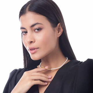 Oxzen ασημένιο κολιέ επιχρυσωμένο με πέρλες