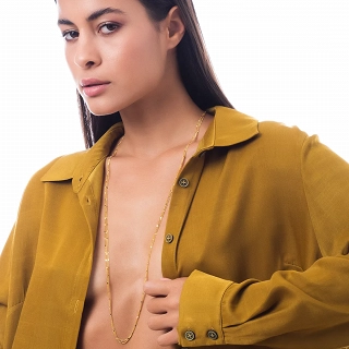 Oxzen ασημένιο κολιέ τριπλή μακριά αλυσίδα