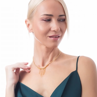 Oxzen ασημένιο κολιέ επιχρυσωμένο με κρεμαστές αλυσίδες