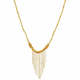 Oxzen ασημένιο κολιέ επιχρυσωμένο με κρεμαστές αλυσίδες